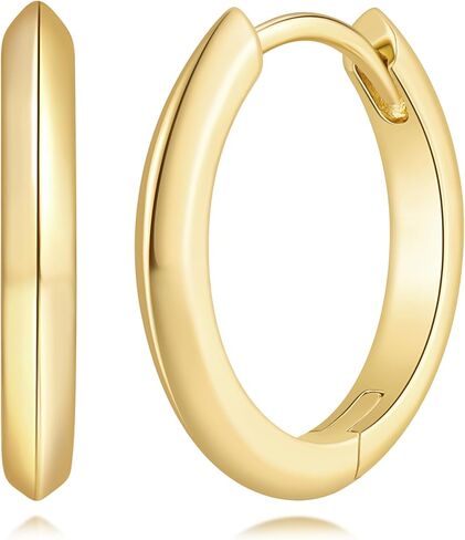 Gold Hoop Earrings 14K Gold Earrings for Women Hoop Earring for Women Earring Hoops Trendy Sleek Clean Lines and Three-Dimensional Design Hoops Earring for Womens 18mm in Saudi Arabia