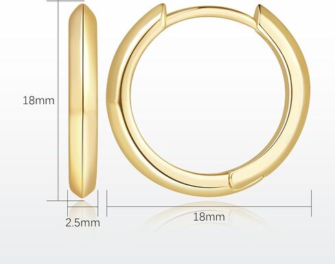 Gold Hoop Earrings 14K Gold Earrings for Women Hoop Earring for Women Earring Hoops Trendy Sleek Clean Lines and Three-Dimensional Design Hoops Earring for Womens 18mm in Saudi Arabia