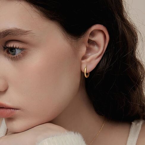 Gold Hoop Earrings 14K Gold Earrings for Women Hoop Earring for Women Earring Hoops Trendy Sleek Clean Lines and Three-Dimensional Design Hoops Earring for Womens 18mm in Saudi Arabia