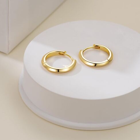 Gold Hoop Earrings 14K Gold Earrings for Women Hoop Earring for Women Earring Hoops Trendy Sleek Clean Lines and Three-Dimensional Design Hoops Earring for Womens 18mm in Saudi Arabia