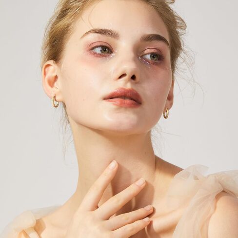 Gold Hoop Earrings 14K Gold Earrings for Women Hoop Earring for Women Earring Hoops Trendy Sleek Clean Lines and Three-Dimensional Design Hoops Earring for Womens 18mm in Saudi Arabia