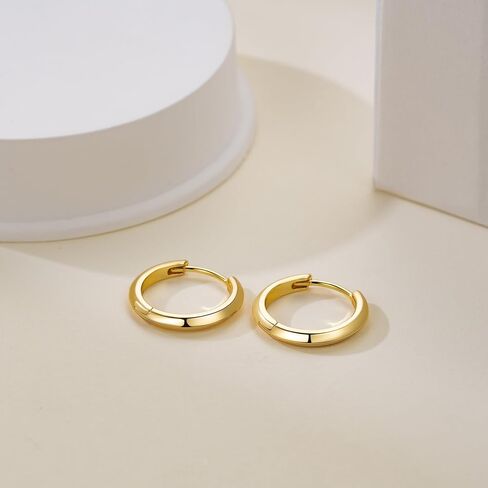 Gold Hoop Earrings 14K Gold Earrings for Women Hoop Earring for Women Earring Hoops Trendy Sleek Clean Lines and Three-Dimensional Design Hoops Earring for Womens 18mm in Saudi Arabia