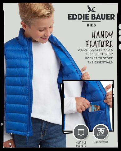 سترة Eddie Bauer للأطفال - سترة CirrusLite مبطنة مقاومة للطقس منتفخة للأولاد والبنات (5-20) in Kuwait