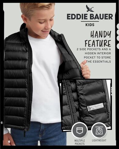 سترة Eddie Bauer للأطفال - سترة CirrusLite مبطنة مقاومة للطقس منتفخة للأولاد والبنات (5-20) in Kuwait
