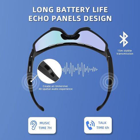Bluetooth Safety Glasses Sunglasses for Men, Smart Wireless Bluetooth Safety Audio Glasses with Microphone for Music Play Calling in Saudi Arabia