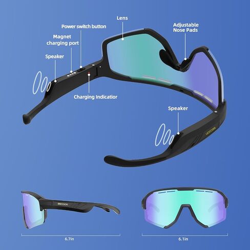 Bluetooth Safety Glasses Sunglasses for Men, Smart Wireless Bluetooth Safety Audio Glasses with Microphone for Music Play Calling in Saudi Arabia