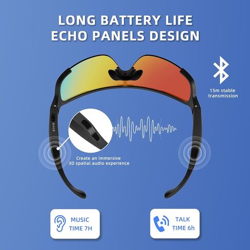 Bluetooth Safety Glasses Sunglasses for Men, Smart Wireless Bluetooth Safety Audio Glasses with Microphone for Music Play Calling in Saudi Arabia