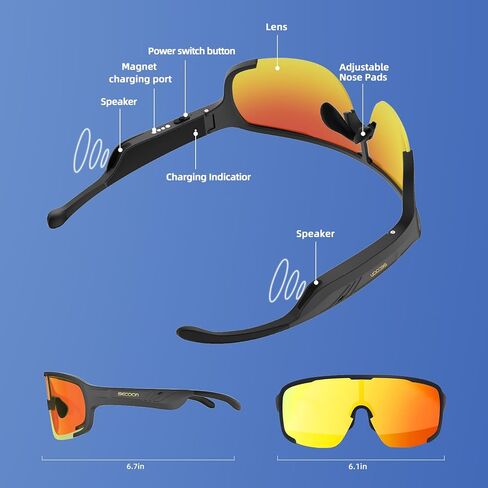 Bluetooth Safety Glasses Sunglasses for Men, Smart Wireless Bluetooth Safety Audio Glasses with Microphone for Music Play Calling in Saudi Arabia
