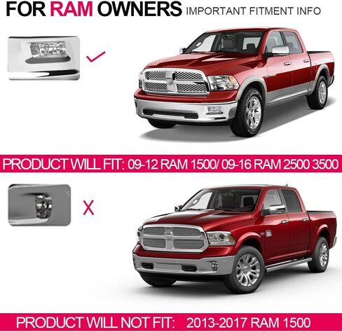مصابيح الضباب PIT66 متوافقة مع دودج رام 1500 2009-2012/فيت دودج رام 2500 3500 2010-2018 يسار ويمين CH2594102، CH2595102، 55372734AB عدسات شفافة in Saudi Arabia
