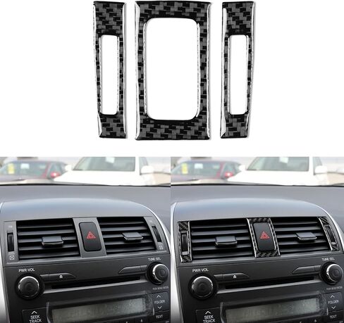 ملصق من ألياف الكربون بتأثير حقيقي ممتاز ثلاثي الأبعاد متوافق مع Toyota Corolla 2009-2013 وحدة التحكم المركزية للسيارة والعتاد ولوحة الديكور والإكسسوارات الداخلية للسيارات ملصق أسود، TACA0913 in Saudi Arabia