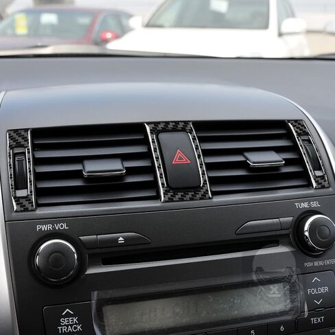ملصق من ألياف الكربون بتأثير حقيقي ممتاز ثلاثي الأبعاد متوافق مع Toyota Corolla 2009-2013 وحدة التحكم المركزية للسيارة والعتاد ولوحة الديكور والإكسسوارات الداخلية للسيارات ملصق أسود، TACA0913 in Saudi Arabia
