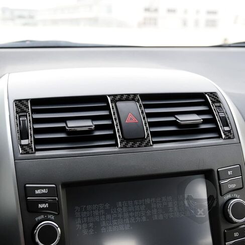 ملصق من ألياف الكربون بتأثير حقيقي ممتاز ثلاثي الأبعاد متوافق مع Toyota Corolla 2009-2013 وحدة التحكم المركزية للسيارة والعتاد ولوحة الديكور والإكسسوارات الداخلية للسيارات ملصق أسود، TACA0913 in Saudi Arabia
