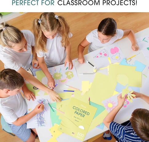 Colored Paper 8.5 x 11 - Copy Paper, 600-Pack Letter Size for Printer, Arts & Crafts, DIY Projects - Pink, Green, Blue, Yellow - School & Office Supplies - 150 Sheets Per Color in Kuwait