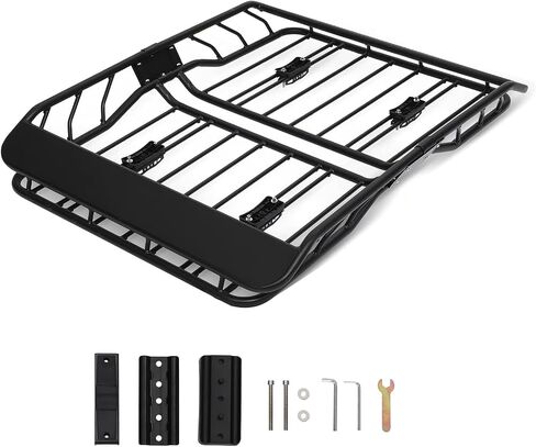 Anti-Rust Rooftop Cargo Basket - 63" x 43" x 6.3", 300 Lbs Capacity Black Roof Rack Carrier for Suvs, Cars, and Trucks in Saudi Arabia