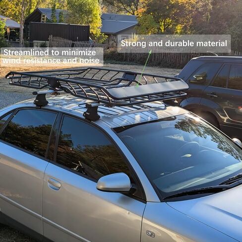 Anti-Rust Rooftop Cargo Basket - 63" x 43" x 6.3", 300 Lbs Capacity Black Roof Rack Carrier for Suvs, Cars, and Trucks in Saudi Arabia