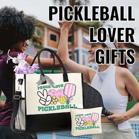 هدايا InnoBeta Pickleball للنساء من القماش، حقيبة أشياء مهمة من Pickleball مع إغلاق بسحاب علوي وحزام كتف لمحبي كرة البيسبول، والمدربين لأعياد الميلاد، وعيد الميلاد in Kuwait
