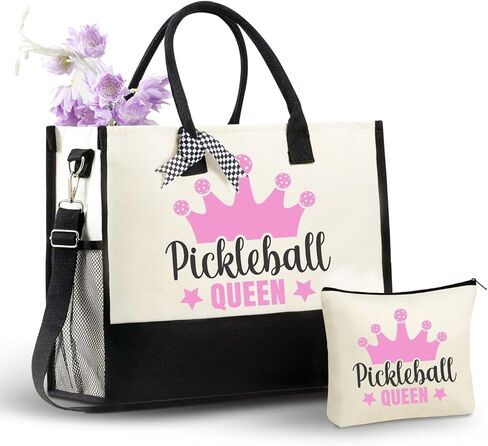 هدايا InnoBeta Pickleball للنساء من القماش، حقيبة أشياء مهمة من Pickleball مع إغلاق بسحاب علوي وحزام كتف لمحبي كرة البيسبول، والمدربين لأعياد الميلاد، وعيد الميلاد in Kuwait
