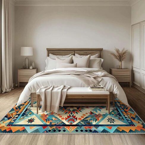 Entryway Rug 2x3 Area Rug Boho Black Red Carpet Non Slip Low Pile Machine Washable Small Rugs for Kitchen Bathroom Bedroom Bedside Indoor Door Mat in Saudi Arabia