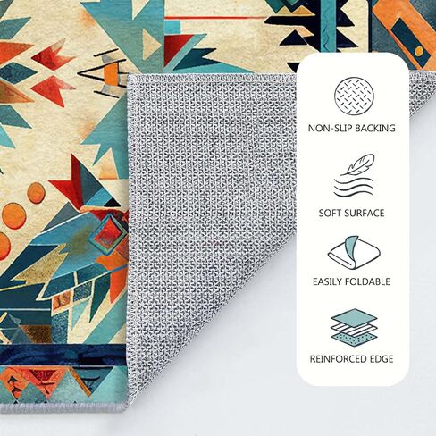 Entryway Rug 2x3 Area Rug Boho Black Red Carpet Non Slip Low Pile Machine Washable Small Rugs for Kitchen Bathroom Bedroom Bedside Indoor Door Mat in Saudi Arabia