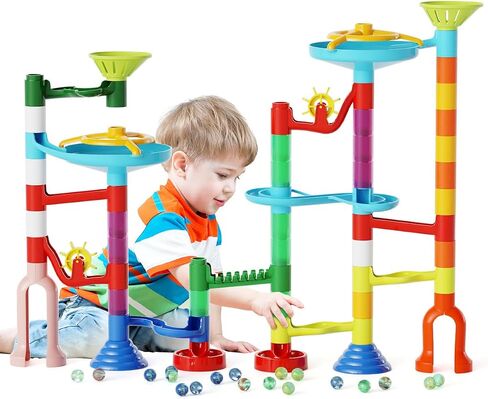 Marble Run, 109 Pcs Marble Maze Building Blocks Toy Set for Kids, Marble Race Track Tower Game & STEM Learning Toys Christmas Birthday Gift for Boys Girls Aged 3-12 in Kuwait