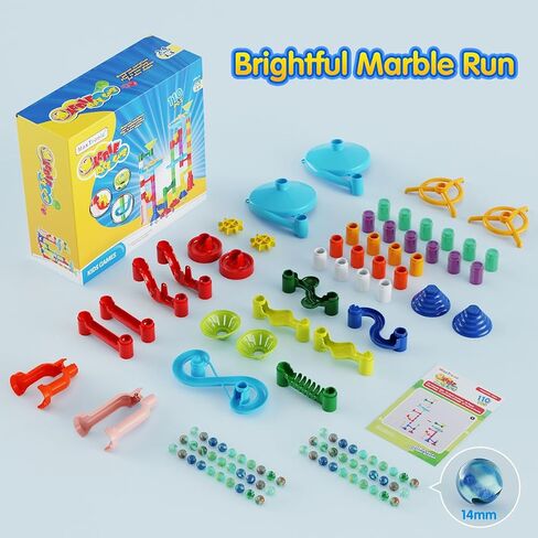 Marble Run, 109 Pcs Marble Maze Building Blocks Toy Set for Kids, Marble Race Track Tower Game & STEM Learning Toys Christmas Birthday Gift for Boys Girls Aged 3-12 in Kuwait