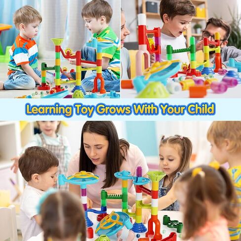 Marble Run, 109 Pcs Marble Maze Building Blocks Toy Set for Kids, Marble Race Track Tower Game & STEM Learning Toys Christmas Birthday Gift for Boys Girls Aged 3-12 in Kuwait