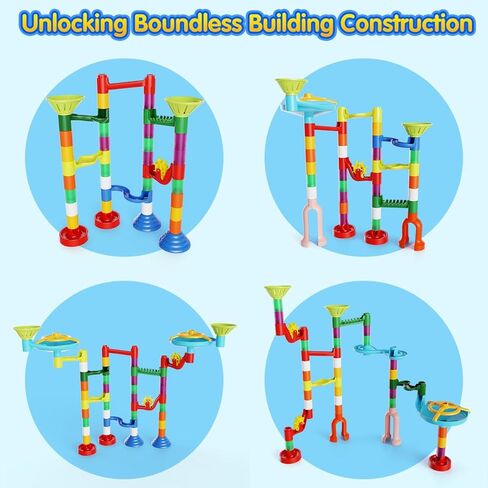 Marble Run, 109 Pcs Marble Maze Building Blocks Toy Set for Kids, Marble Race Track Tower Game & STEM Learning Toys Christmas Birthday Gift for Boys Girls Aged 3-12 in Kuwait
