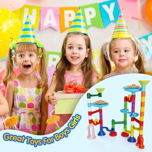 Marble Run, 109 Pcs Marble Maze Building Blocks Toy Set for Kids, Marble Race Track Tower Game & STEM Learning Toys Christmas Birthday Gift for Boys Girls Aged 3-12 in Kuwait