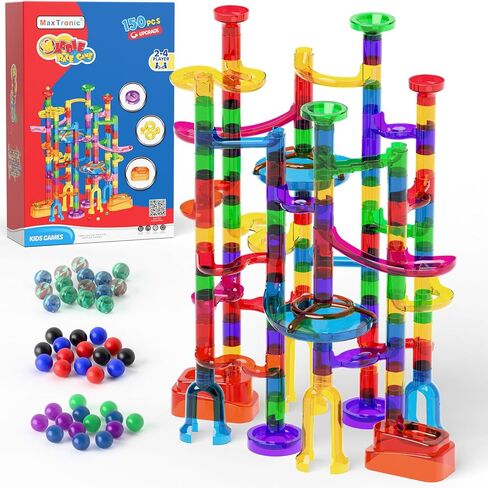 Marble Run, 109 Pcs Marble Maze Building Blocks Toy Set for Kids, Marble Race Track Tower Game & STEM Learning Toys Christmas Birthday Gift for Boys Girls Aged 3-12 in Kuwait
