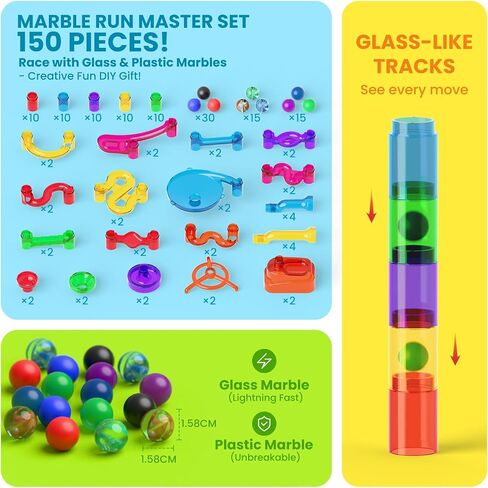 Marble Run, 109 Pcs Marble Maze Building Blocks Toy Set for Kids, Marble Race Track Tower Game & STEM Learning Toys Christmas Birthday Gift for Boys Girls Aged 3-12 in Kuwait