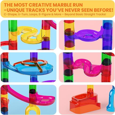 Marble Run, 109 Pcs Marble Maze Building Blocks Toy Set for Kids, Marble Race Track Tower Game & STEM Learning Toys Christmas Birthday Gift for Boys Girls Aged 3-12 in Kuwait