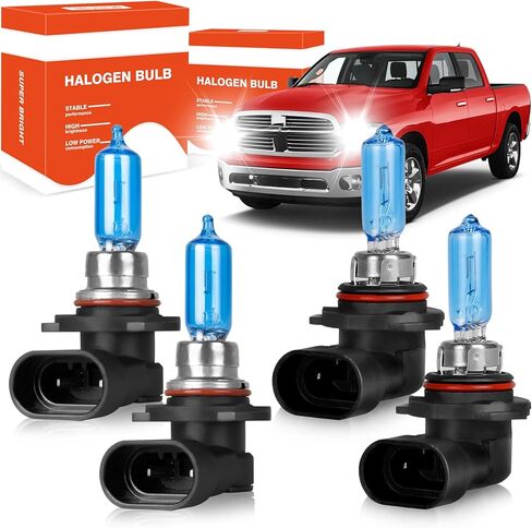 OQSNCV مناسب لـ DODGE RAM 1500 2500 3500 (مع جهاز عرض) (2013 2014 2015) لمبات الهالوجين الأمامية، 9005 شعاع عالٍ + 9012 شعاع منخفض + 9145 مجموعة مصابيح بديلة للمصابيح الأمامية لمصابيح الضباب، حزمة من 6 in Kuwait