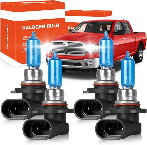 OQSNCV مناسب لـ DODGE RAM 1500 2500 3500 (مع جهاز عرض) (2013 2014 2015) لمبات الهالوجين الأمامية، 9005 شعاع عالٍ + 9012 شعاع منخفض + 9145 مجموعة مصابيح بديلة للمصابيح الأمامية لمصابيح الضباب، حزمة من 6 in Kuwait