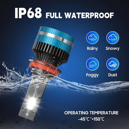 H11 Bulb, 1000% Brightness 6500K H8 H9 Bulbs 1:1 Mini Size,30000LM H16 Fog Bulb Plug and Play, 10Year Extended Lifespan, Pack of 2 in Saudi Arabia