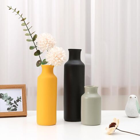 Ceramic Vases Set of 3, Farmhouse Decor Flower Vase for Centerpiece Table Decorations, Boho Decor Vases, Rustic vase in Various Sizes for Living Room,Fireplace, Shelves in Saudi Arabia