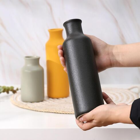 Ceramic Vases Set of 3, Farmhouse Decor Flower Vase for Centerpiece Table Decorations, Boho Decor Vases, Rustic vase in Various Sizes for Living Room,Fireplace, Shelves in Saudi Arabia