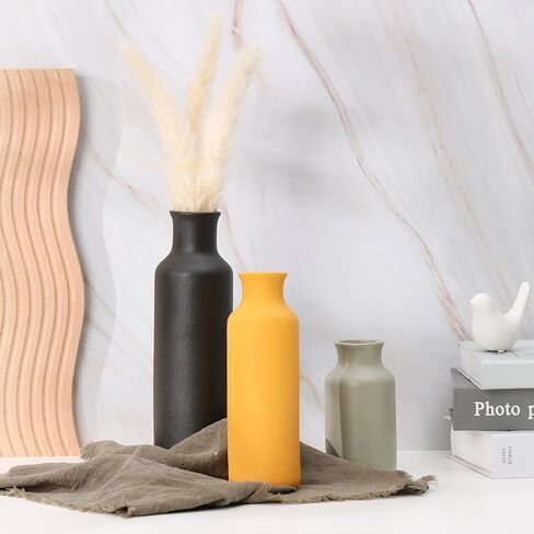 Ceramic Vases Set of 3, Farmhouse Decor Flower Vase for Centerpiece Table Decorations, Boho Decor Vases, Rustic vase in Various Sizes for Living Room,Fireplace, Shelves in Saudi Arabia