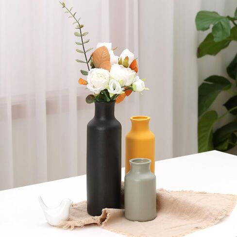 Ceramic Vases Set of 3, Farmhouse Decor Flower Vase for Centerpiece Table Decorations, Boho Decor Vases, Rustic vase in Various Sizes for Living Room,Fireplace, Shelves in Saudi Arabia