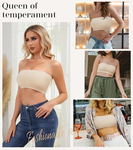 QWD Strapless Bras for Women Bandeau Bra Push UP Women's Tube Top Bralette Seamless Non-Padded in Saudi Arabia
