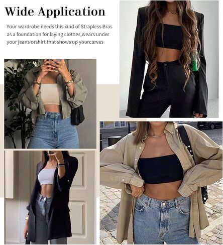 QWD Strapless Bras for Women Bandeau Bra Push UP Women's Tube Top Bralette Seamless Non-Padded in Saudi Arabia