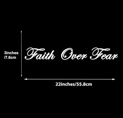 ملصق فينيل على شكل شعار الإيمان فوق الخوف من الفينيل على شكل يسوع المسيحي لنافذة شاحنة السيارة، اقتباس إيماني ملهم in Kuwait