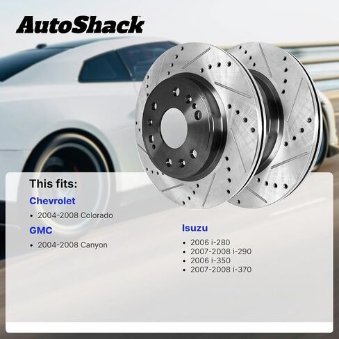 دوارات الفرامل الأمامية المحفورة والمشقوقة من AutoShack | استبدال ايسوزو i-280 i-350 2007-2008 i-290 i-370 2004-2008 شيفروليه كولورادو 2004-2008 جي إم سي كانيون RWD | المغلفة الإلكترونية | مجموعة 2 جهاز كمبيوتر | ShadowGuard in Saudi Arabia