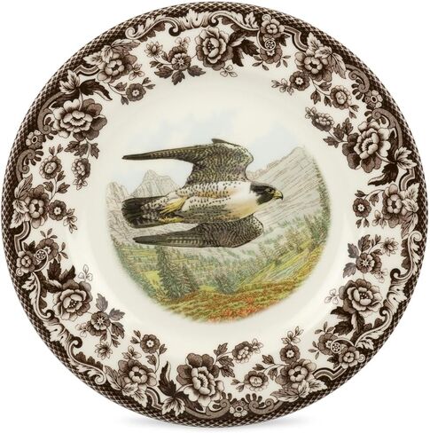Spode Woodland Salad Plate, Birds of Prey, 8" Fine Dinnerware| Made in England | Ideal Hunting Cabin Décor | Microwave and Dishwasher Safe (Snowy Owl) in Kuwait