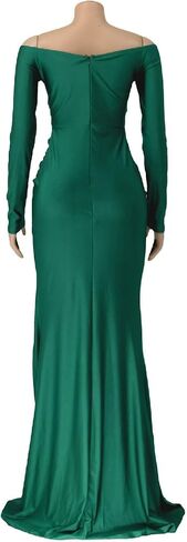 A ADILACA Women's Sexy V-Neck Off Shoulder High Split Formal Party Maxi Dress in Saudi Arabia