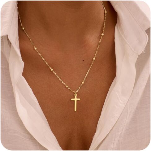 Cross Necklace for Women, Dainty 14K Gold Plated Cross Pendant Simple Long Necklaces for Women, Christian Faith Necklace Trendy Gold Jewelry Gifts for Easter in Kuwait