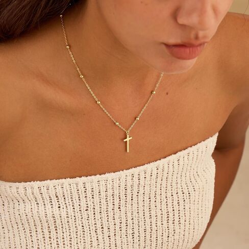 Cross Necklace for Women, Dainty 14K Gold Plated Cross Pendant Simple Long Necklaces for Women, Christian Faith Necklace Trendy Gold Jewelry Gifts for Easter in Kuwait