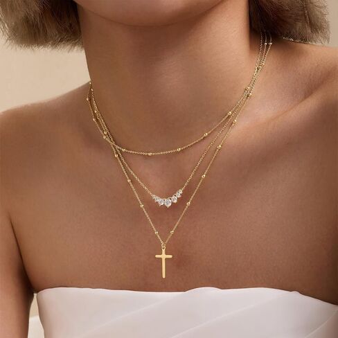 Cross Necklace for Women, Dainty 14K Gold Plated Cross Pendant Simple Long Necklaces for Women, Christian Faith Necklace Trendy Gold Jewelry Gifts for Easter in Kuwait
