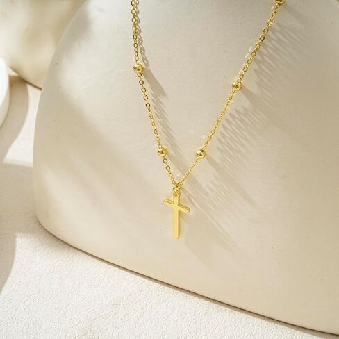 Cross Necklace for Women, Dainty 14K Gold Plated Cross Pendant Simple Long Necklaces for Women, Christian Faith Necklace Trendy Gold Jewelry Gifts for Easter in Kuwait