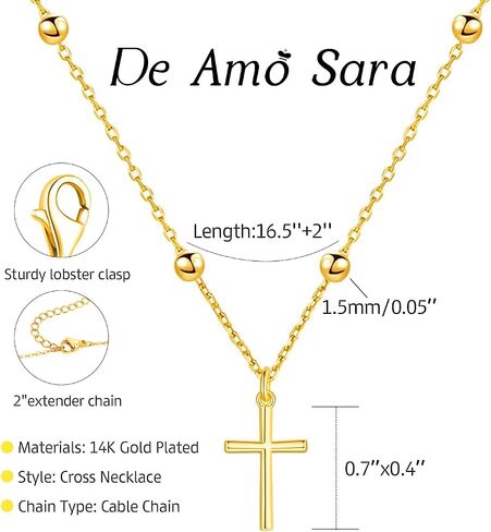 Cross Necklace for Women, Dainty 14K Gold Plated Cross Pendant Simple Long Necklaces for Women, Christian Faith Necklace Trendy Gold Jewelry Gifts for Easter in Kuwait