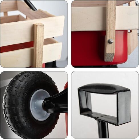 All-Terrain Cargo Wagon,White Flower Girl Wagon Pull Along Wagon with Removable Wooden Side Panels,Big Tires and Wide Grip Handle for Weddings,33" L x 15.7" W x 19.6" H in Kuwait
